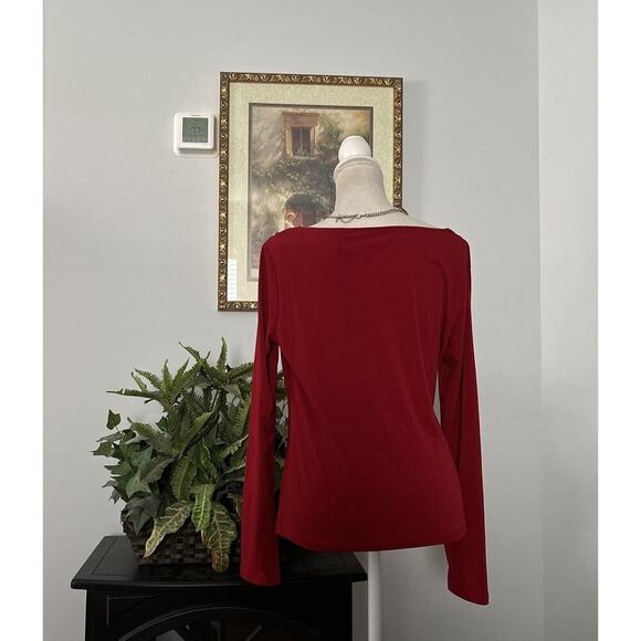 New York & Company women's stretch Blouse Size Small Red Long Sleeve Pullover - Picture 8 of 14